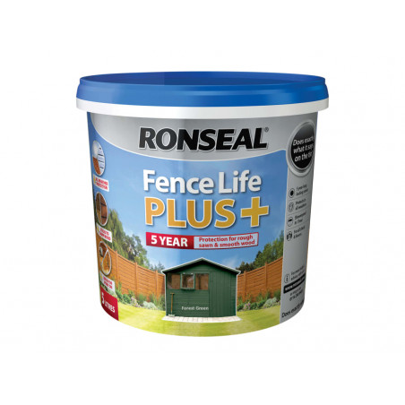 Ronseal 37625 Fence Life Plus+ Forest Green 5 litre