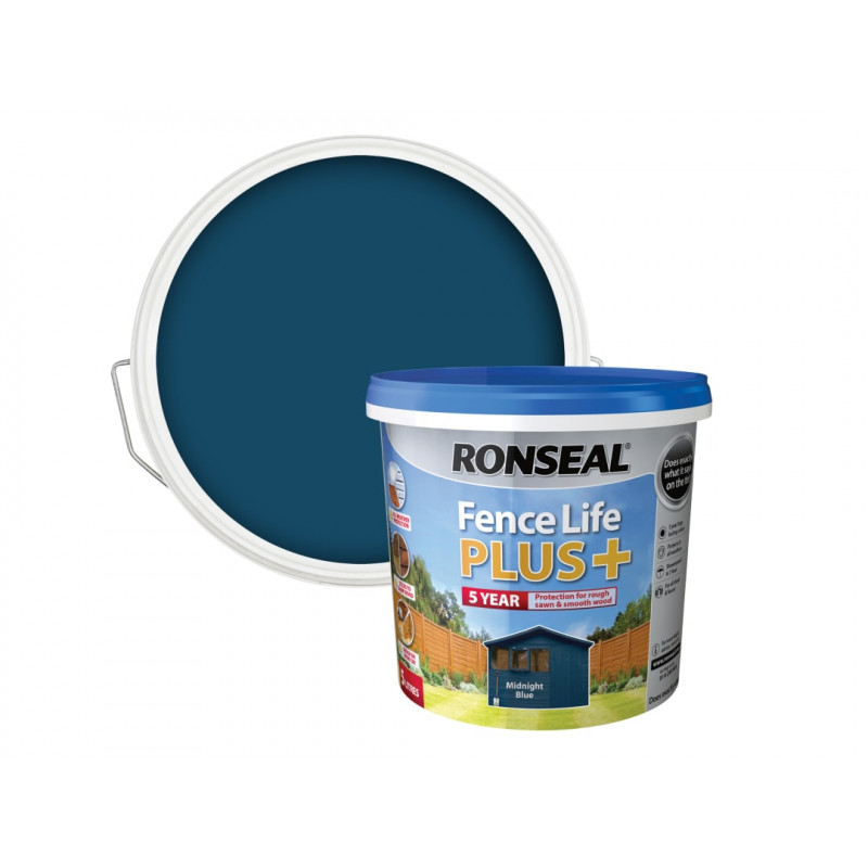 Ronseal 38640 Fence Life Plus+ Midnight Blue 5 litre Ronseal 38640 Fence Life Plus+ Midnight Blue 5 litre