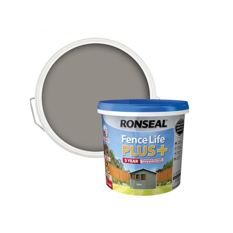 Ronseal 37629 Fence Life Plus+ Slate 5 litre