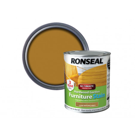 Ronseal 36429 Ultimate Protection Hardwood Garden Furniture Stain Natural Matt 750ml