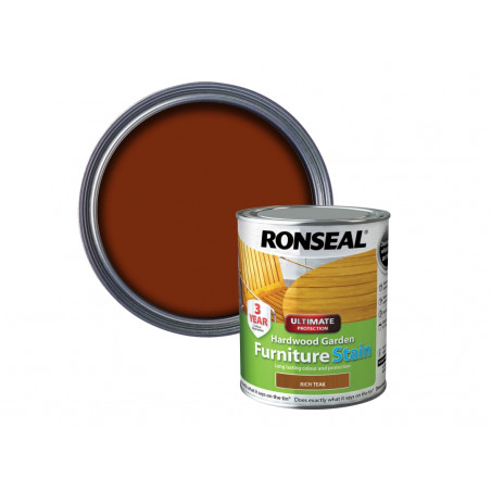 Ronseal 36430 Ultimate Protection Hardwood Garden Furniture Stain Rich Teak 750ml