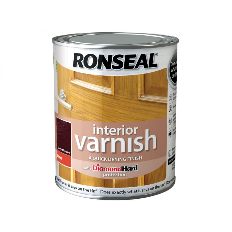 Ronseal 36846 Interior Varnish Quick Dry Gloss Deep Mahogany 250ml Ronseal 36846 Interior Varnish Quick Dry Gloss Deep Mahogany 250ml