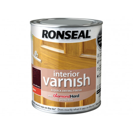 Ronseal 36852 Interior Varnish Quick Dry Gloss Deep Mahogany 750ml