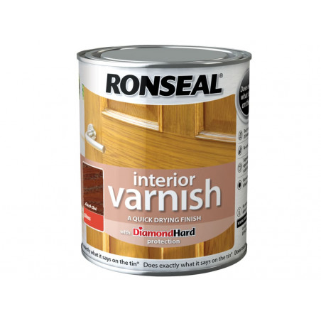 Ronseal 36850 Interior Varnish Quick Dry Gloss Dark Oak 750ml