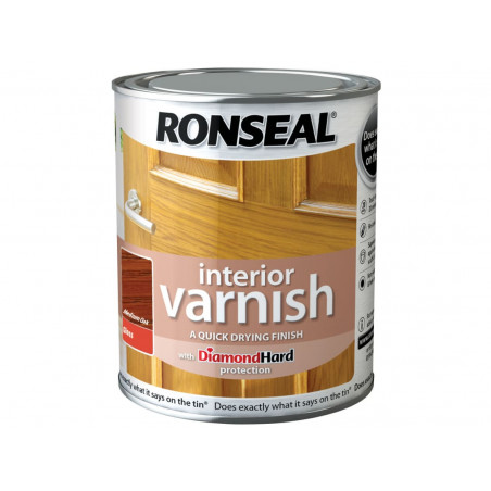 Ronseal 36848 Interior Varnish Quick Dry Gloss Medium Oak 750ml