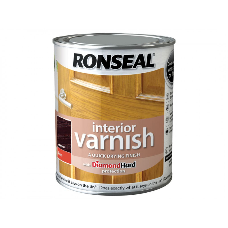 Ronseal 36853 Interior Varnish Quick Dry Gloss Walnut 750ml Ronseal 36853 Interior Varnish Quick Dry Gloss Walnut 750ml