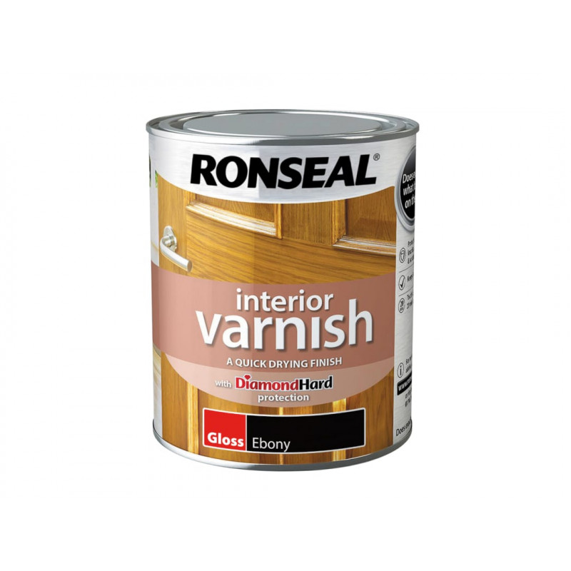 Ronseal 39420 Interior Varnish Quick Dry Gloss Ebony 750ml Ronseal 39420 Interior Varnish Quick Dry Gloss Ebony 750ml