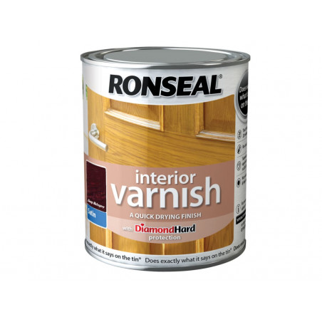 Ronseal 36840 Interior Varnish Quick Dry Satin Deep Mahogany 750ml