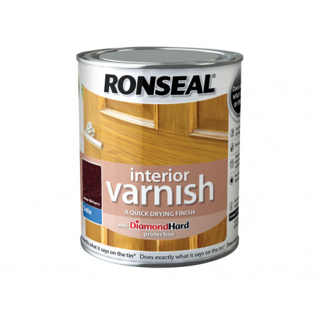 Ronseal 36828 Interior Varnish Quick Dry Satin Deep Mahogany 250ml