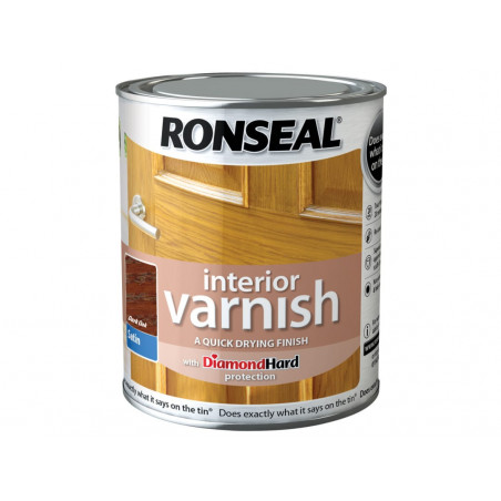 Ronseal 36838 Interior Varnish Quick Dry Satin Dark Oak 750ml