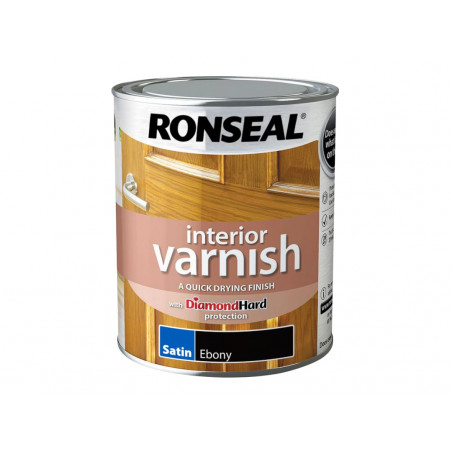 Ronseal 39432 Interior Varnish Quick Dry Satin Ebony 750ml