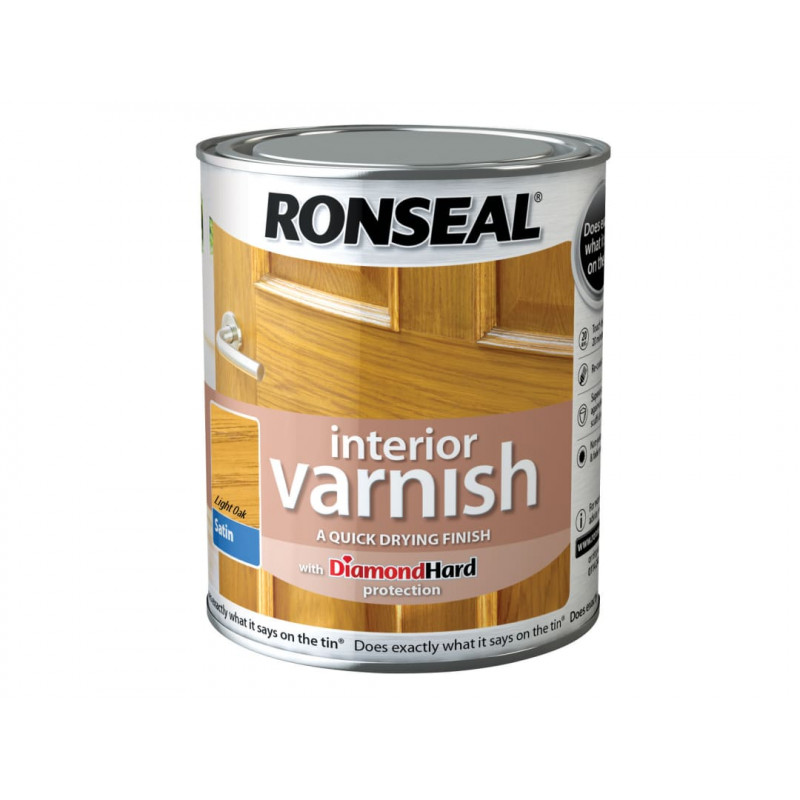 Ronseal 36833 Interior Varnish Quick Dry Satin Light Oak 750ml Ronseal 36833 Interior Varnish Quick Dry Satin Light Oak 750ml