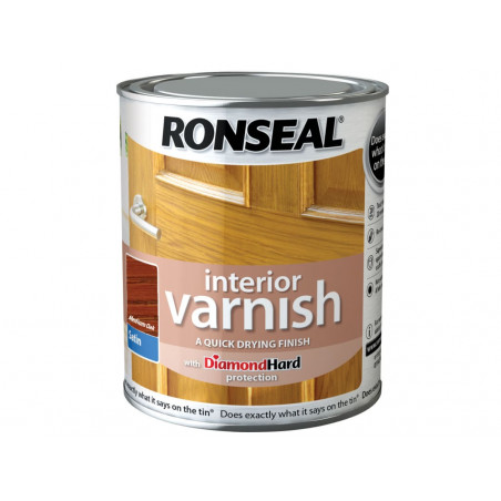Ronseal 36824 Interior Varnish Quick Dry Satin Medium Oak 250ml