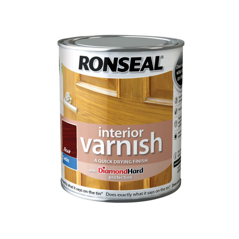 Ronseal 36839 Interior Varnish Quick Dry Satin Teak 750ml Ronseal 36839 Interior Varnish Quick Dry Satin Teak 750ml