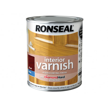 Ronseal 36839 Interior Varnish Quick Dry Satin Teak 750ml