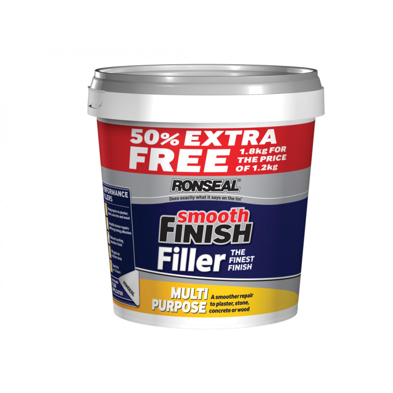 Ronseal 36546 Smooth Finish Multipurpose Wall Filler Ready Mixed 1.2kg +50% Ronseal 36546 Smooth Finish Multipurpose Wall Filler Ready Mixed 1.2kg +50%