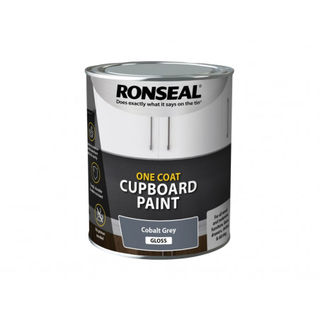 Ronseal 39370 One Coat Cupboard Paint Cobalt Grey Gloss 750ml