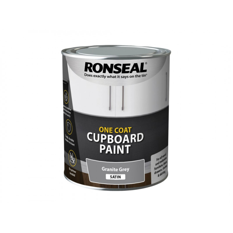 Ronseal 39371 One Coat Cupboard Paint Granite Grey Satin 750ml Ronseal 39371 One Coat Cupboard Paint Granite Grey Satin 750ml