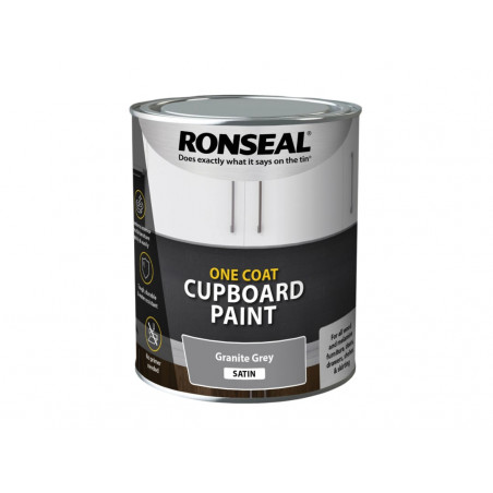 Ronseal 39371 One Coat Cupboard Paint Granite Grey Satin 750ml