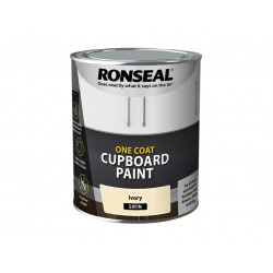 Ronseal 37491 One Coat Cupboard Paint Ivory Satin 750ml