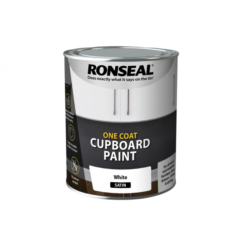 Ronseal 37489 One Coat Cupboard Paint White Satin 750ml Ronseal 37489 One Coat Cupboard Paint White Satin 750ml