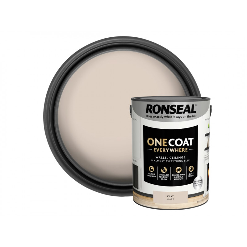 Ronseal KCB.7015103.22604.81 One Coat Everywhere Interior Paint Clay Matt 5 litre Ronseal KCB.7015103.22604.81 One Coat Everywhere Interior Paint Clay Matt 5 litre