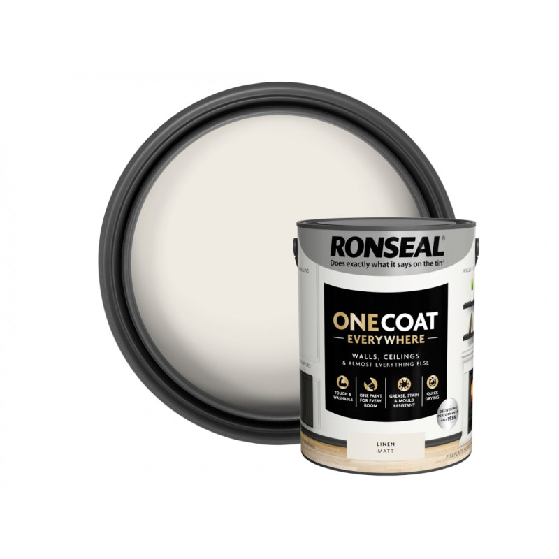 Ronseal KCB.7015103.22204.81 One Coat Everywhere Interior Paint Linen Matt 5 litre Ronseal KCB.7015103.22204.81 One Coat Everywhere Interior Paint Linen Matt 5 litre