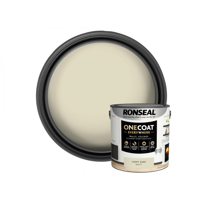 Ronseal KCB.7015103.62204.76 One Coat Everywhere Interior Paint Light Sage Matt 2.5 litre Ronseal KCB.7015103.62204.76 One Coat Everywhere Interior Paint Light Sage Matt 2.5 litre