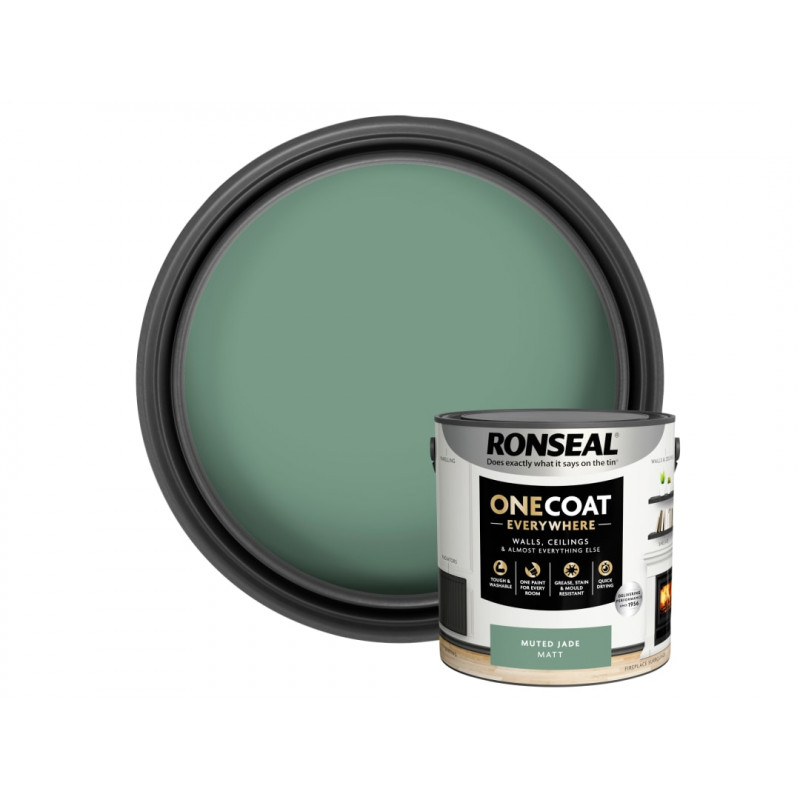Ronseal KCB.7015103.62604.76 One Coat Everywhere Interior Paint Muted Jade Matt 2.5 litre Ronseal KCB.7015103.62604.76 One Coat Everywhere Interior Paint Muted Jade Matt 2.5 litre