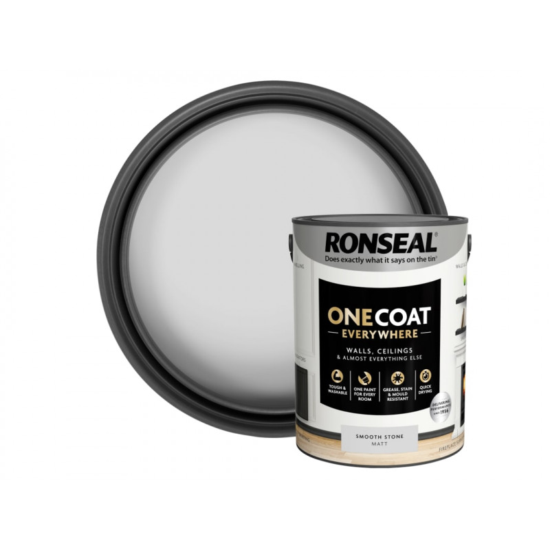 Ronseal KCB.7015103.12704.81 One Coat Everywhere Interior Smooth Stone Matt 5 litre Ronseal KCB.7015103.12704.81 One Coat Everywhere Interior Smooth Stone Matt 5 litre