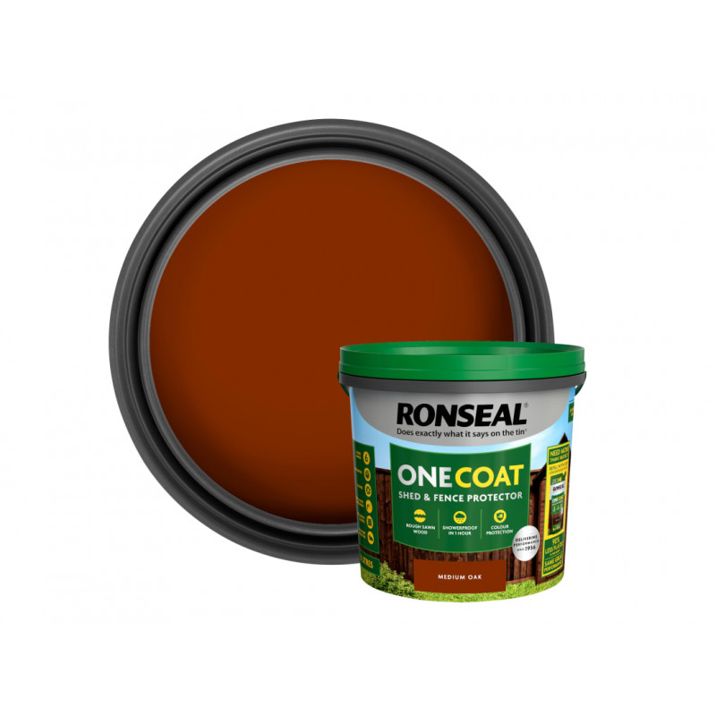 Ronseal KCB.8174503.40100.81 One Coat Shed & Fence Protection Medium Oak 5 litre Ronseal KCB.8174503.40100.81 One Coat Shed & Fence Protection Medium Oak 5 litre