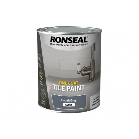 Ronseal 39376 One Coat Tile Paint Cobalt Grey Gloss 750ml