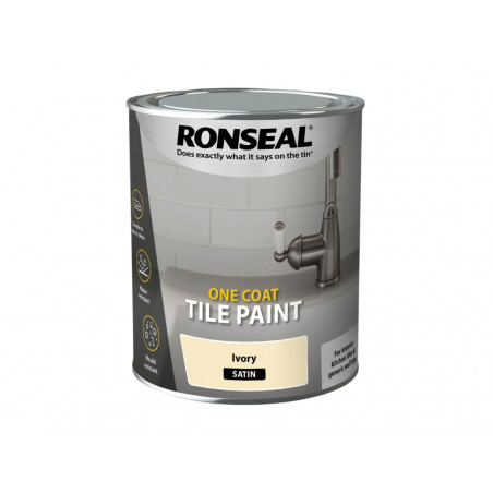 Ronseal 39375 One Coat Tile Paint Ivory Satin 750ml