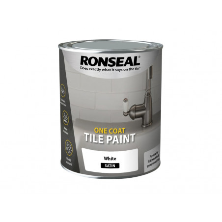 Ronseal 37683 One Coat Tile Paint White Satin 750ml