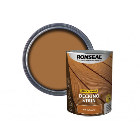 Ronseal 39083 Quick Drying Decking Stain Rich Mahogany 5 litre