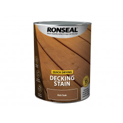 Ronseal 39087 Quick Drying Decking Stain Rich Teak 5 litre