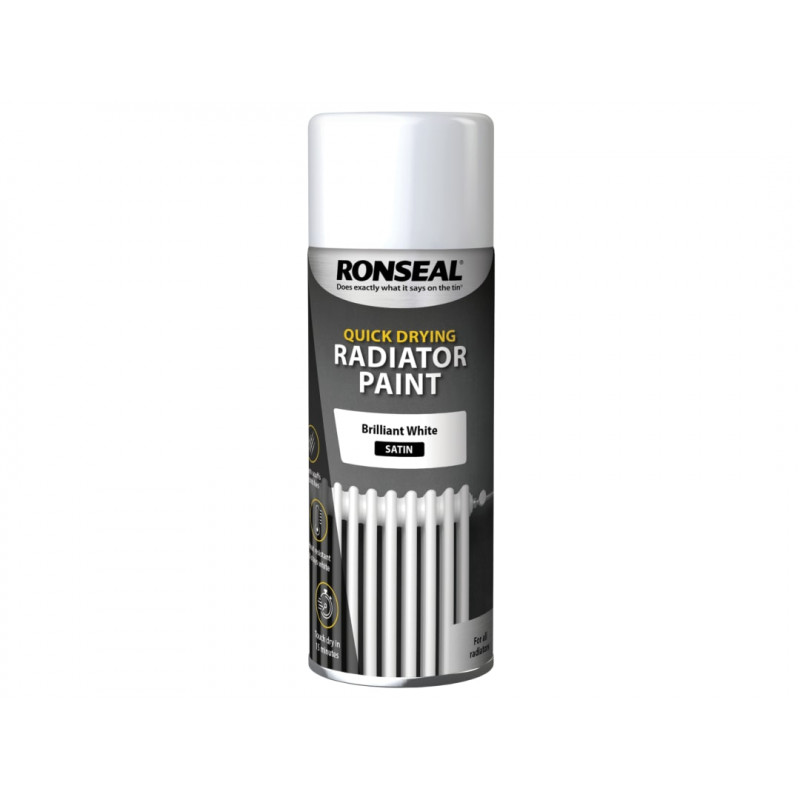 Ronseal 35093 One Coat Radiator Spray Paint Satin White 400ml Ronseal 35093 One Coat Radiator Spray Paint Satin White 400ml
