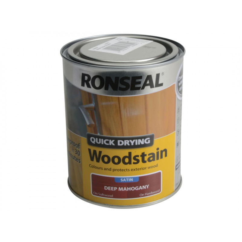 Ronseal 30609 Quick Drying Woodstain Satin Deep Mahogany 750ml