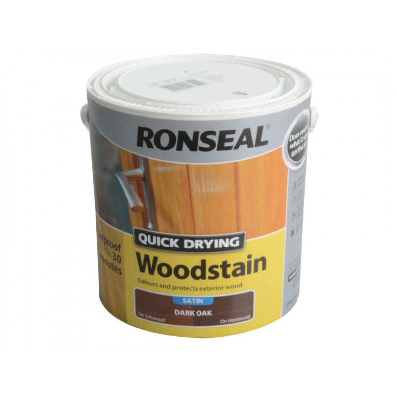Ronseal 30948 Quick Drying Woodstain Satin Dark Oak 2.5 litre Ronseal 30948 Quick Drying Woodstain Satin Dark Oak 2.5 litre