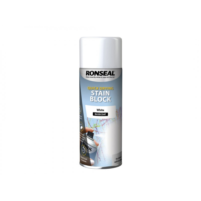 Ronseal 35103 Quick Drying Stain Block Aerosol White 400ml Ronseal 35103 Quick Drying Stain Block Aerosol White 400ml