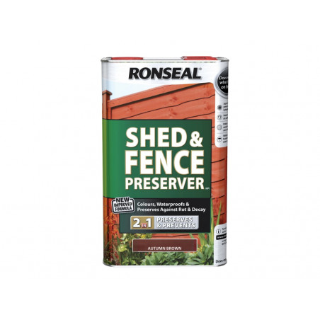 Ronseal 37651 Shed & Fence Preserver Autumn Brown 5 litre