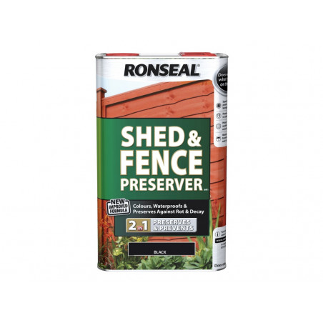 Ronseal 37653 Shed & Fence Preserver Black 5 litre