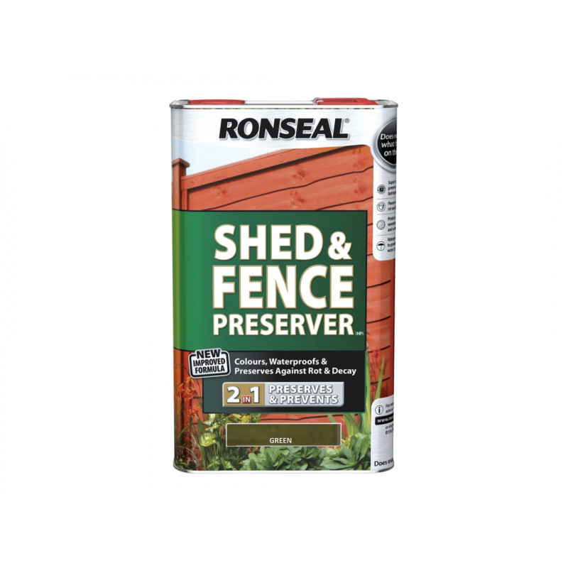 Ronseal 37652 Shed & Fence Preserver Green 5 litre Ronseal 37652 Shed & Fence Preserver Green 5 litre