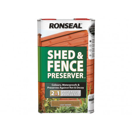 Ronseal 37649 Shed & Fence Preserver Light Brown 5 litre