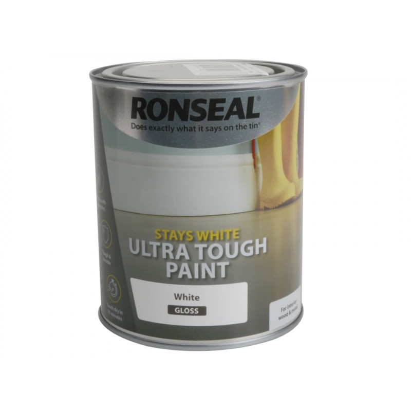 Ronseal 37522 Stays White Ultra Tough Paint Gloss White 750ml Ronseal 37522 Stays White Ultra Tough Paint Gloss White 750ml