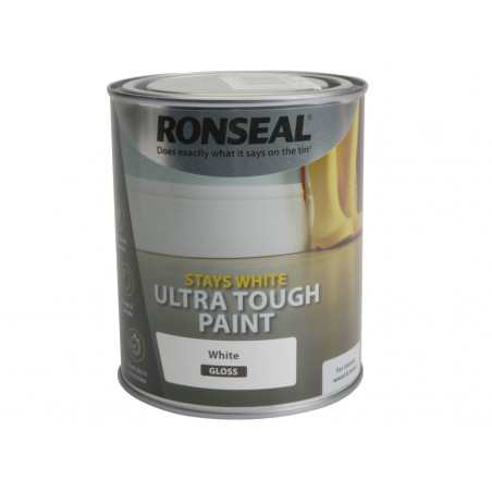 Ronseal 37522 Stays White Ultra Tough Paint Gloss White 750ml