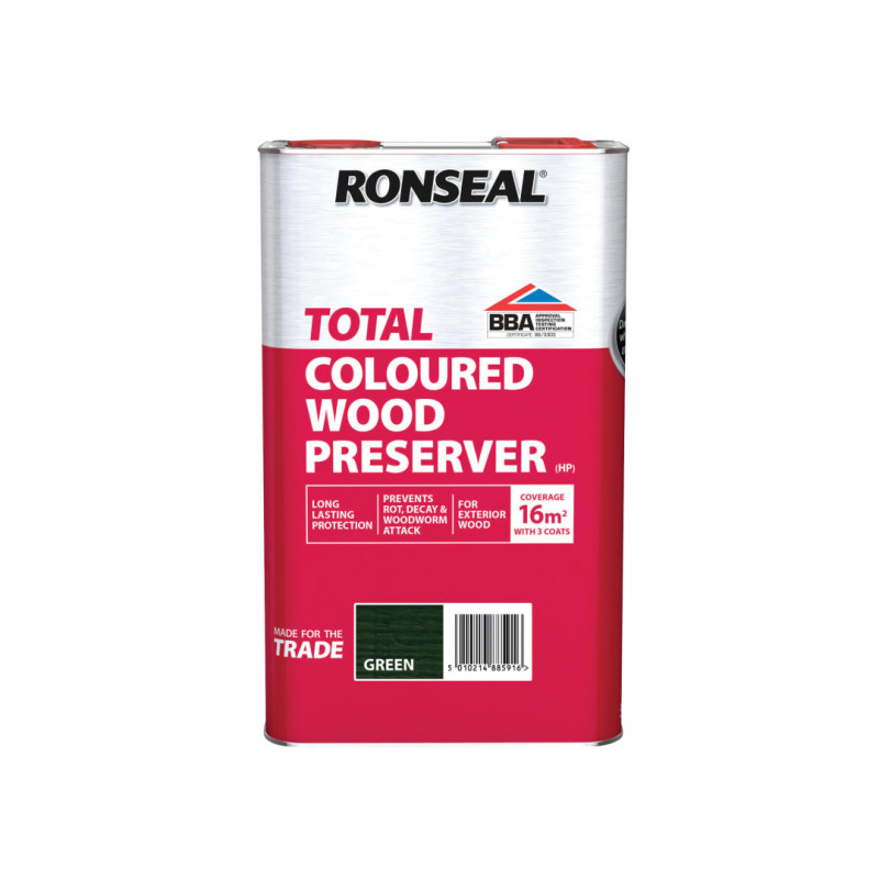 Ronseal 38591 Trade Total Wood Preserver Green 5 litre Ronseal 38591 Trade Total Wood Preserver Green 5 litre