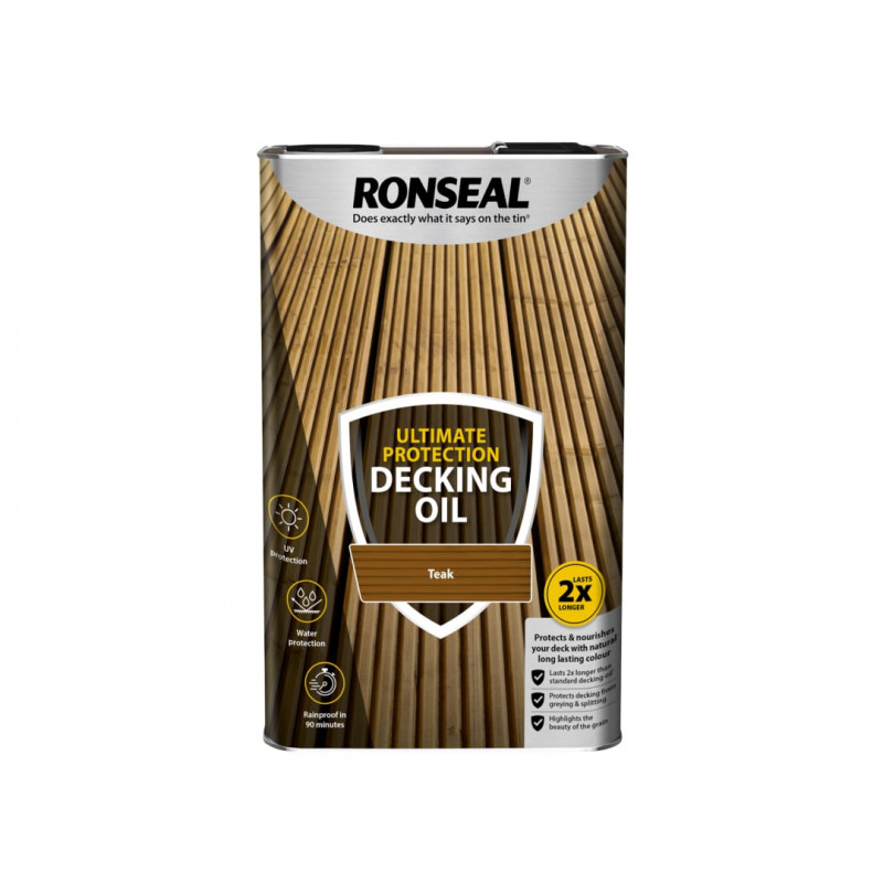 Ronseal 37296 Ultimate Protection Decking Oil Teak 5 litre Ronseal 37296 Ultimate Protection Decking Oil Teak 5 litre