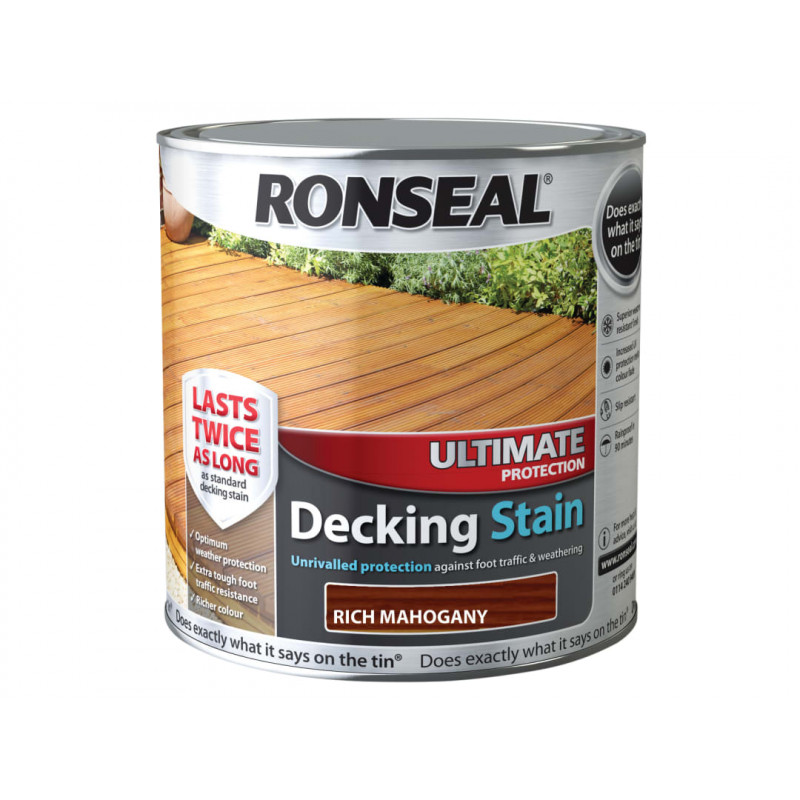 Ronseal 36909 Ultimate Protection Decking Stain Rich Mahogany 2.5 litre Ronseal 36909 Ultimate Protection Decking Stain Rich Mahogany 2.5 litre