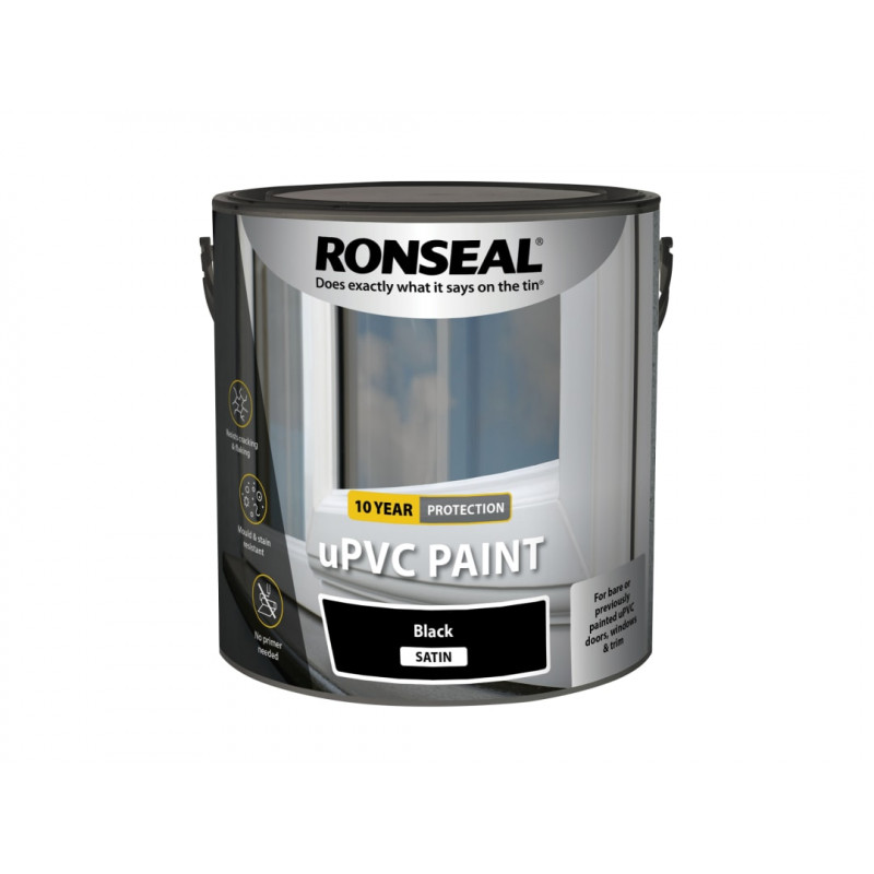 Ronseal 39395 uPVC Paint Black Satin 2.5 litre Ronseal 39395 uPVC Paint Black Satin 2.5 litre